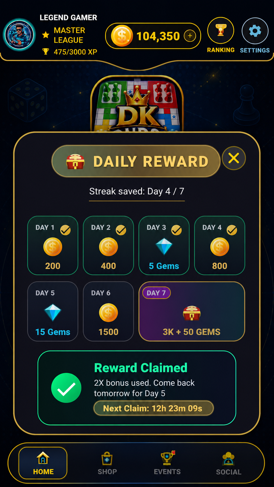 7-Day Daily Streak Rewards